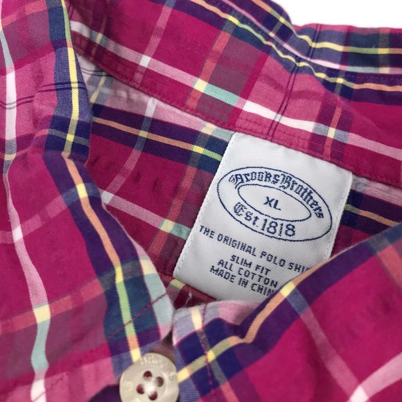 Brooks Brothers Slim Fit Seersucker Plaid Shirt XL - Picture 5 of 10